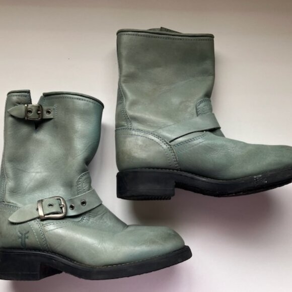 Light Aqua Blue Frye Engineer Boots Size 13 - Picture 2 of 5